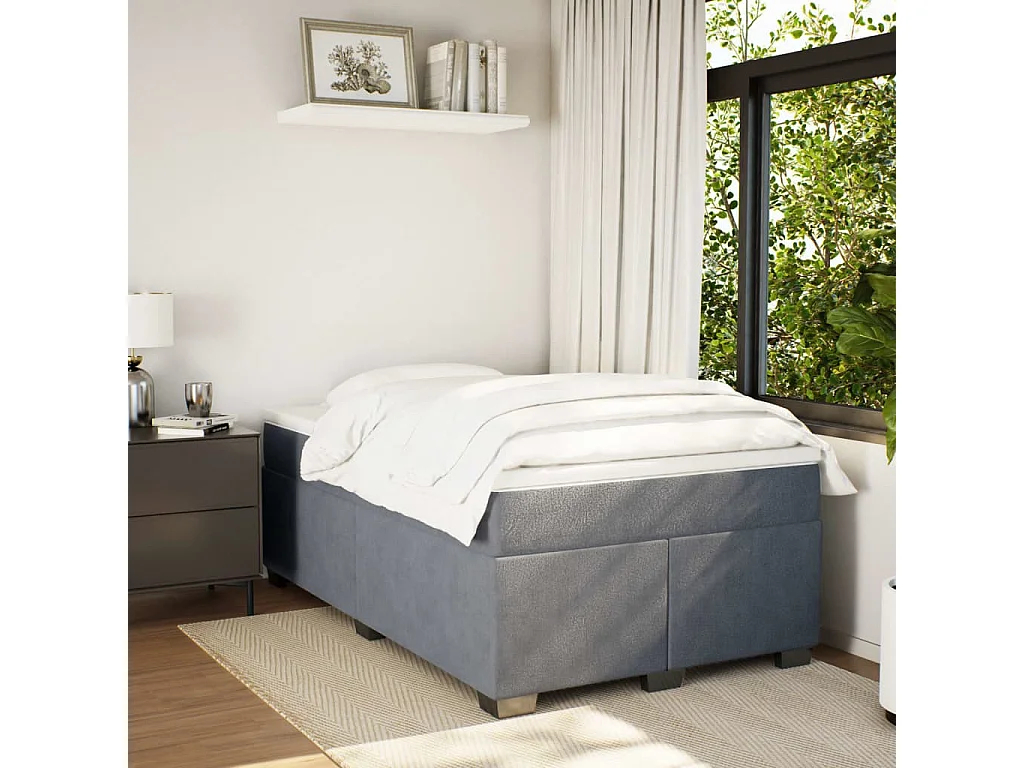 Boxspringbett mit Matratze Dunkelgrau 120x190 cm Samt