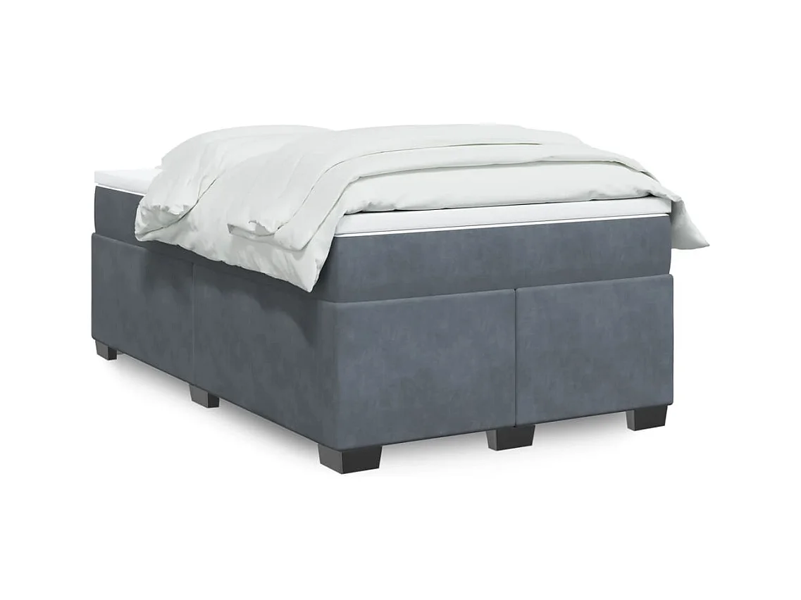 Giroletto a Molle con Materasso Grigio Scuro 120x190 cm Velluto
