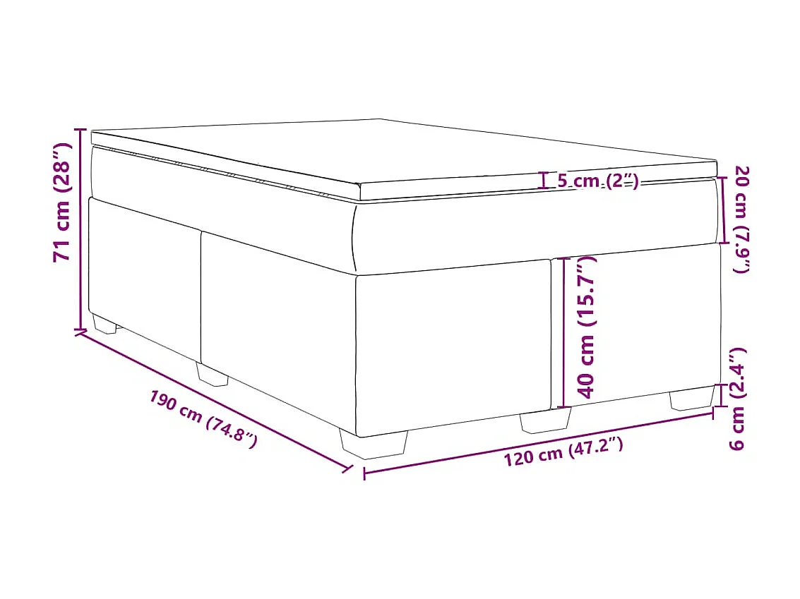 Cama boxspring com colchão 120x190 cm veludo cinzento-escuro