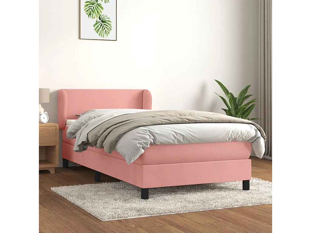 Boxspringbett mit Matratze Rosa 80x200 cm Samt