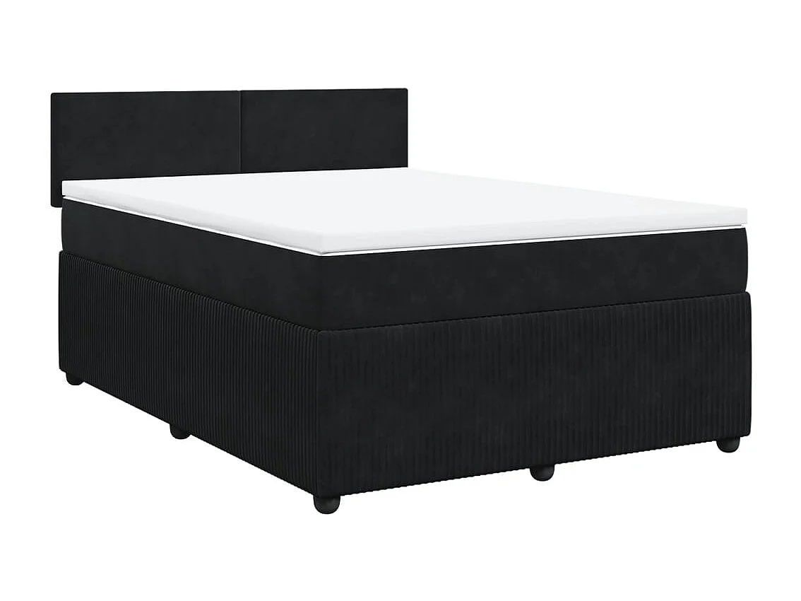 Cama box spring con colchón terciopelo negro 160x200 cm