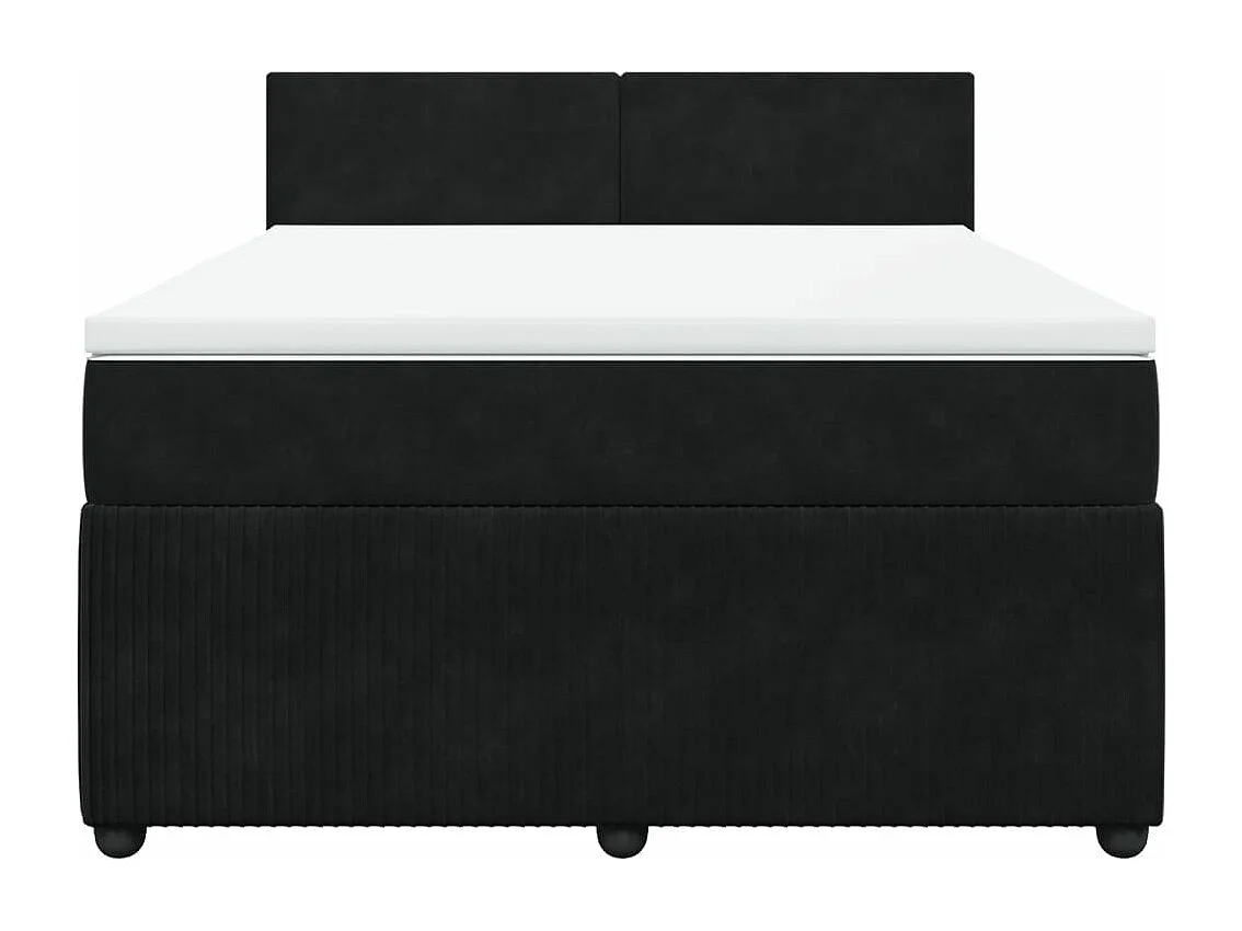 Cama box spring con colchón terciopelo negro 160x200 cm