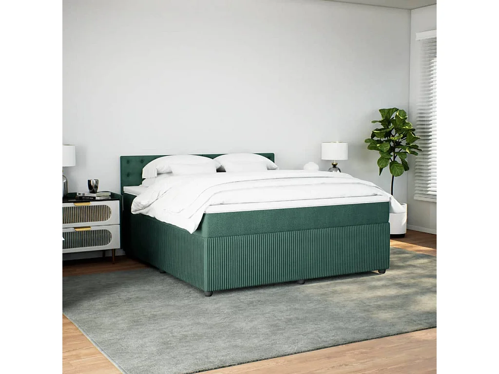 Giroletto a Molle con Materasso Verde Scuro 180x200 cm Velluto