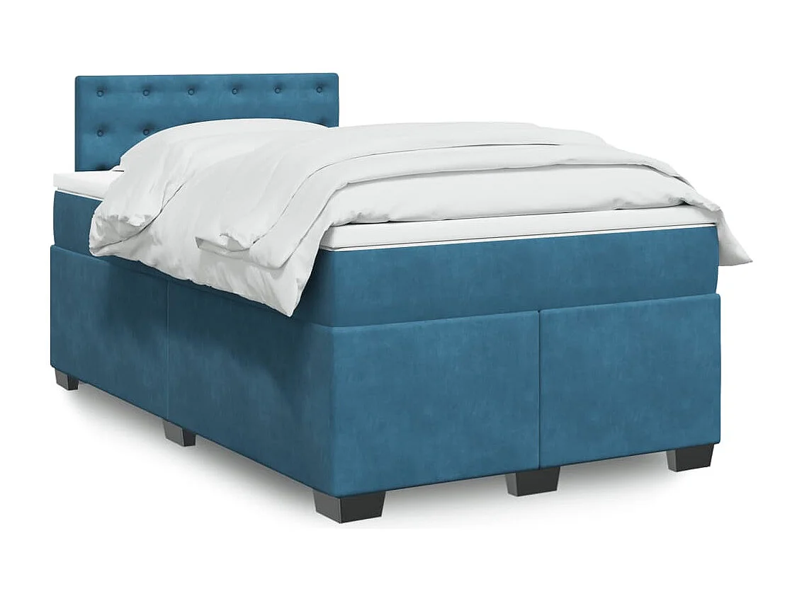 Boxspringbett mit Matratze Blau 120x190 cm Samt