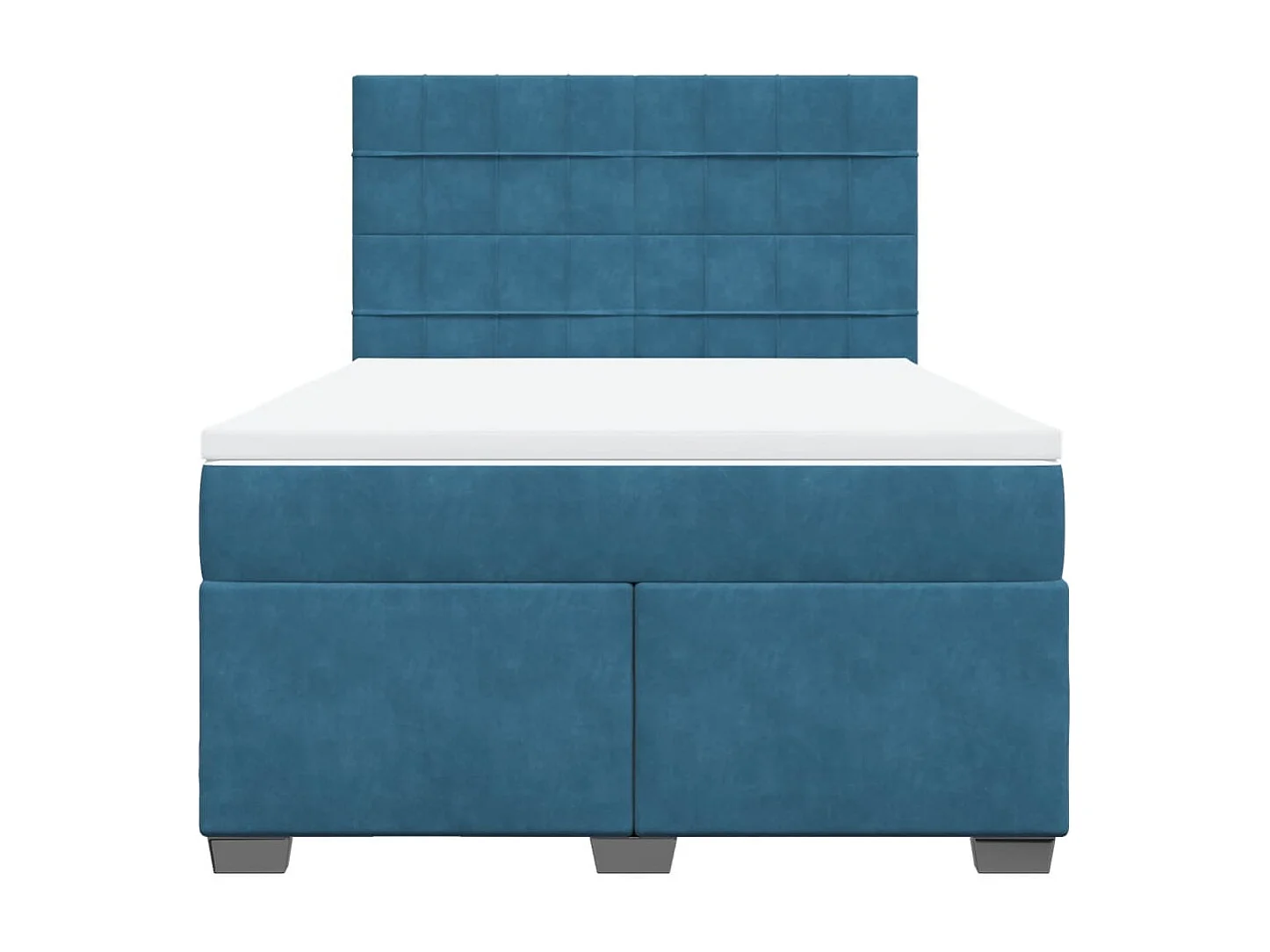 Cama box spring con colchón terciopelo azul 140x200 cm