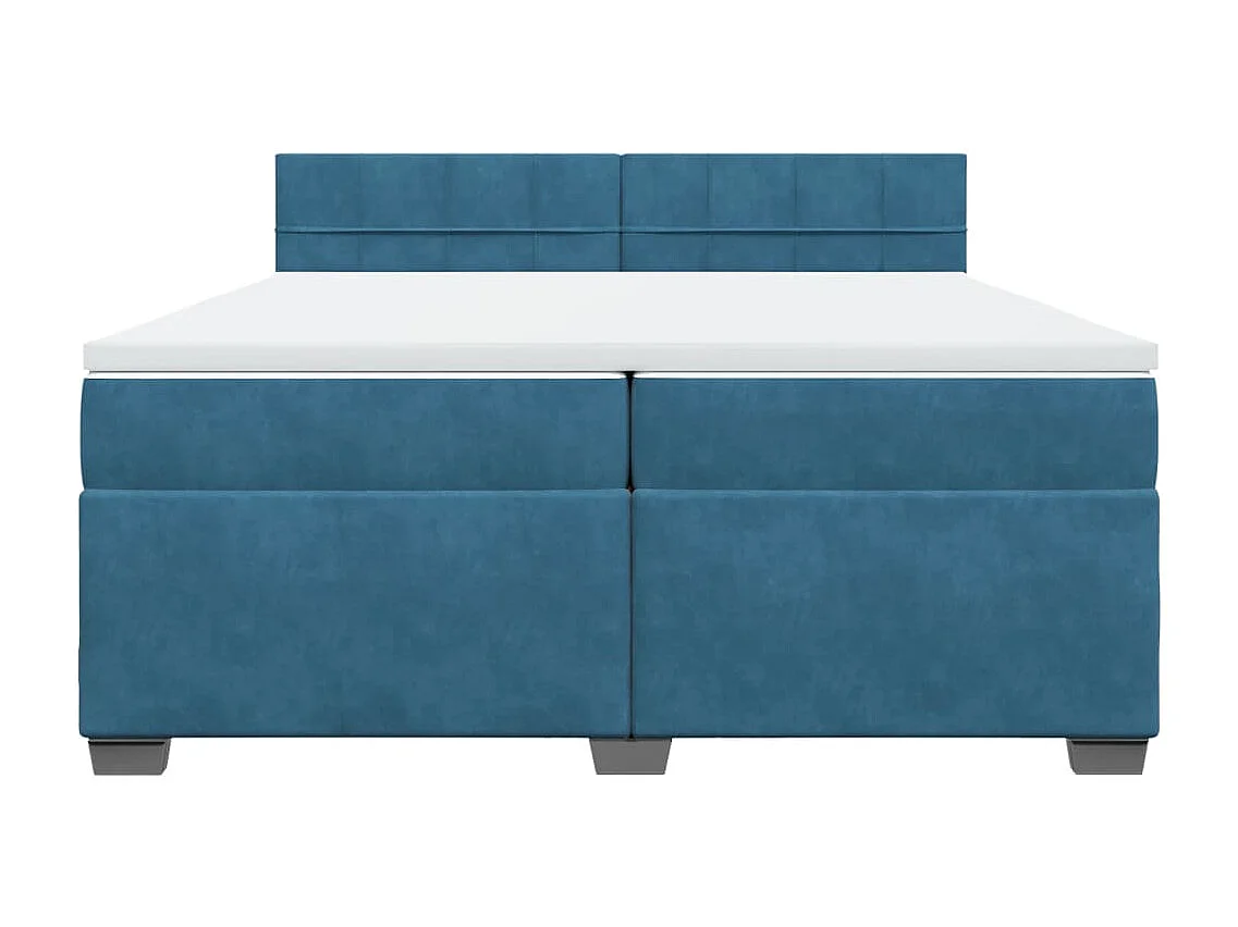 Sommier à lattes de lit et matelas Bleu 200x200 cm velours