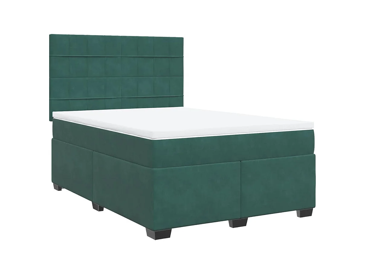 Boxspringbett mit Matratze Dunkelgrün 140x200 cm Samt