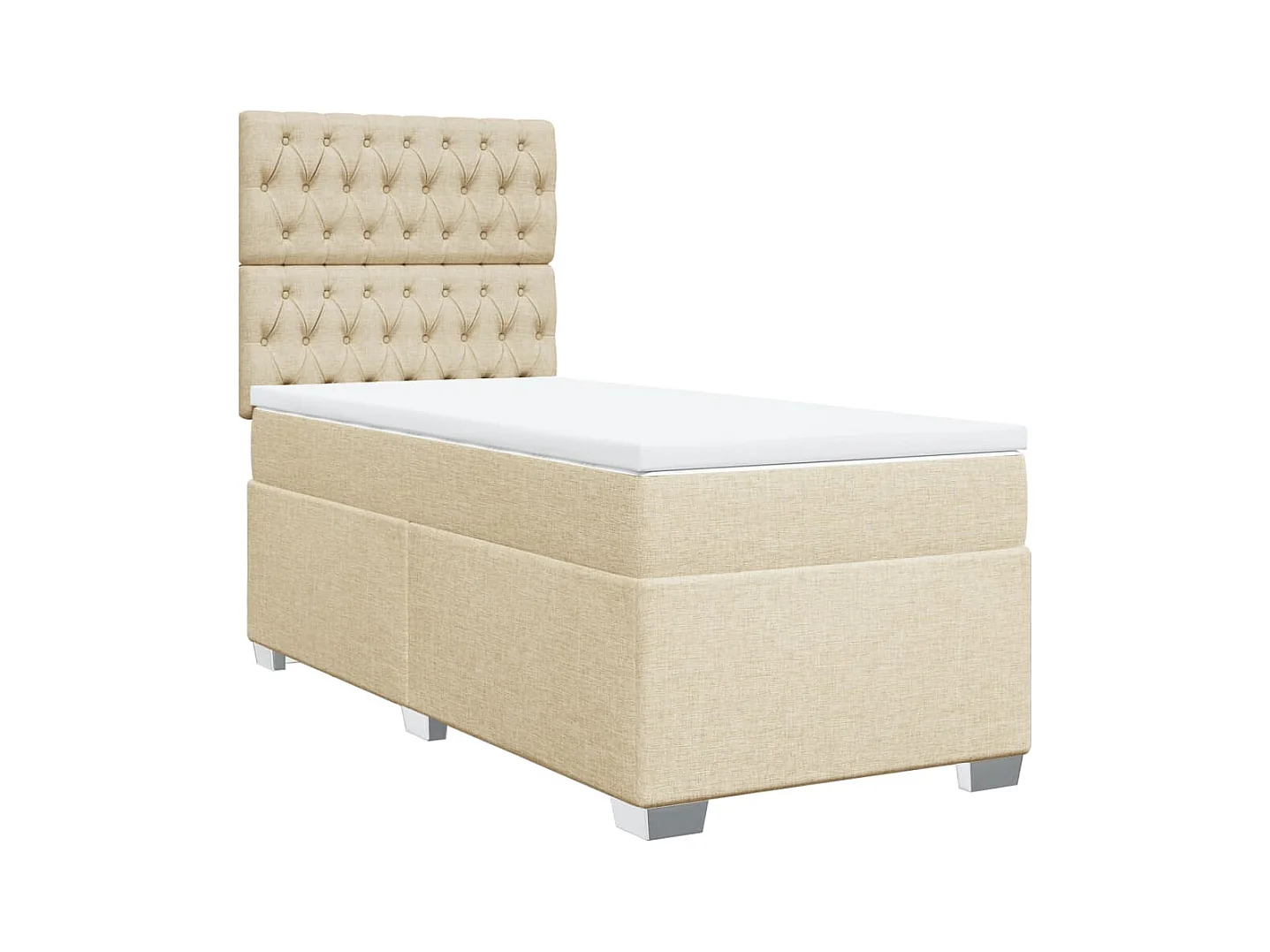 Boxspring met matras stof crèmekleurig 90x190 cm