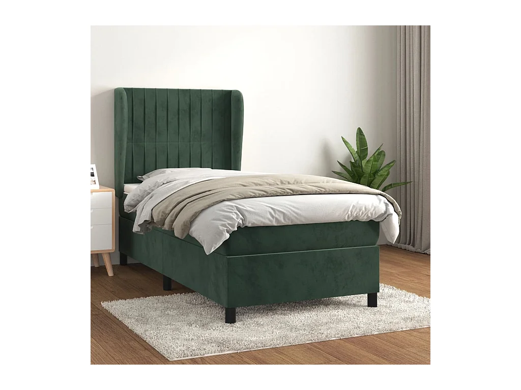 Sommier à lattes de lit et matelas Vert foncé 80x200 cm Velours