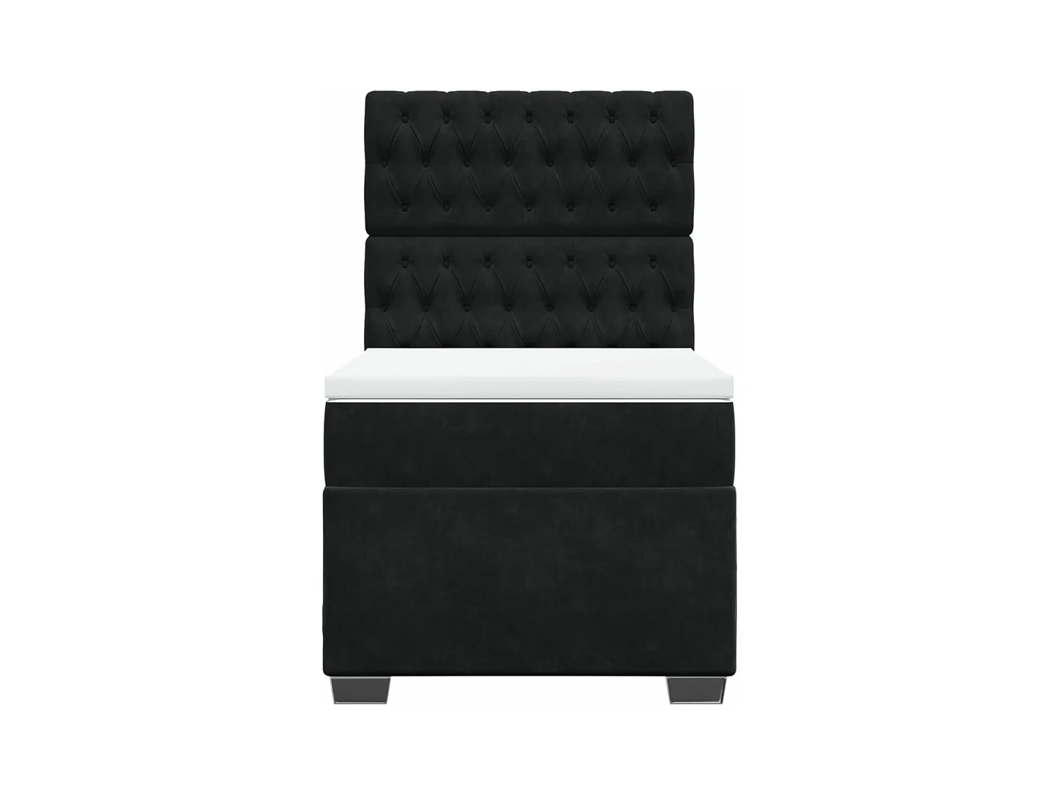 Cama box spring con colchón terciopelo negro 80x200 cm