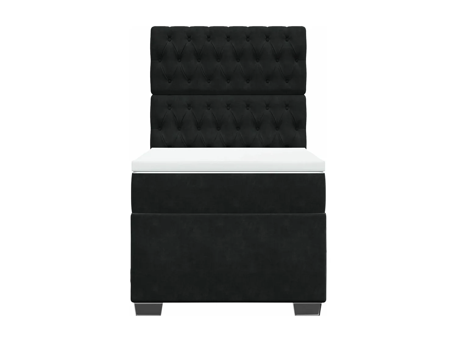 Giroletto a Molle con Materasso Nero 80x200 cm in Velluto