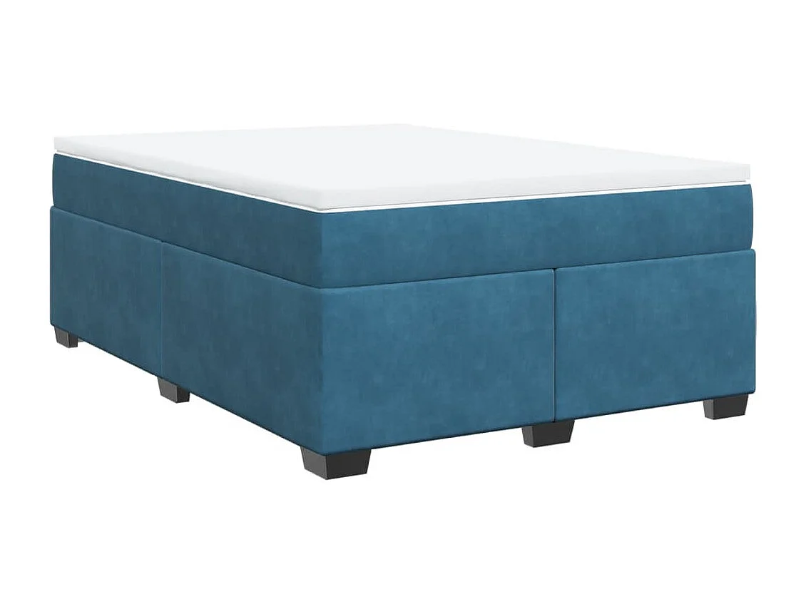 Giroletto a Molle con Materasso Blu Scuro 140x200 cm in Velluto