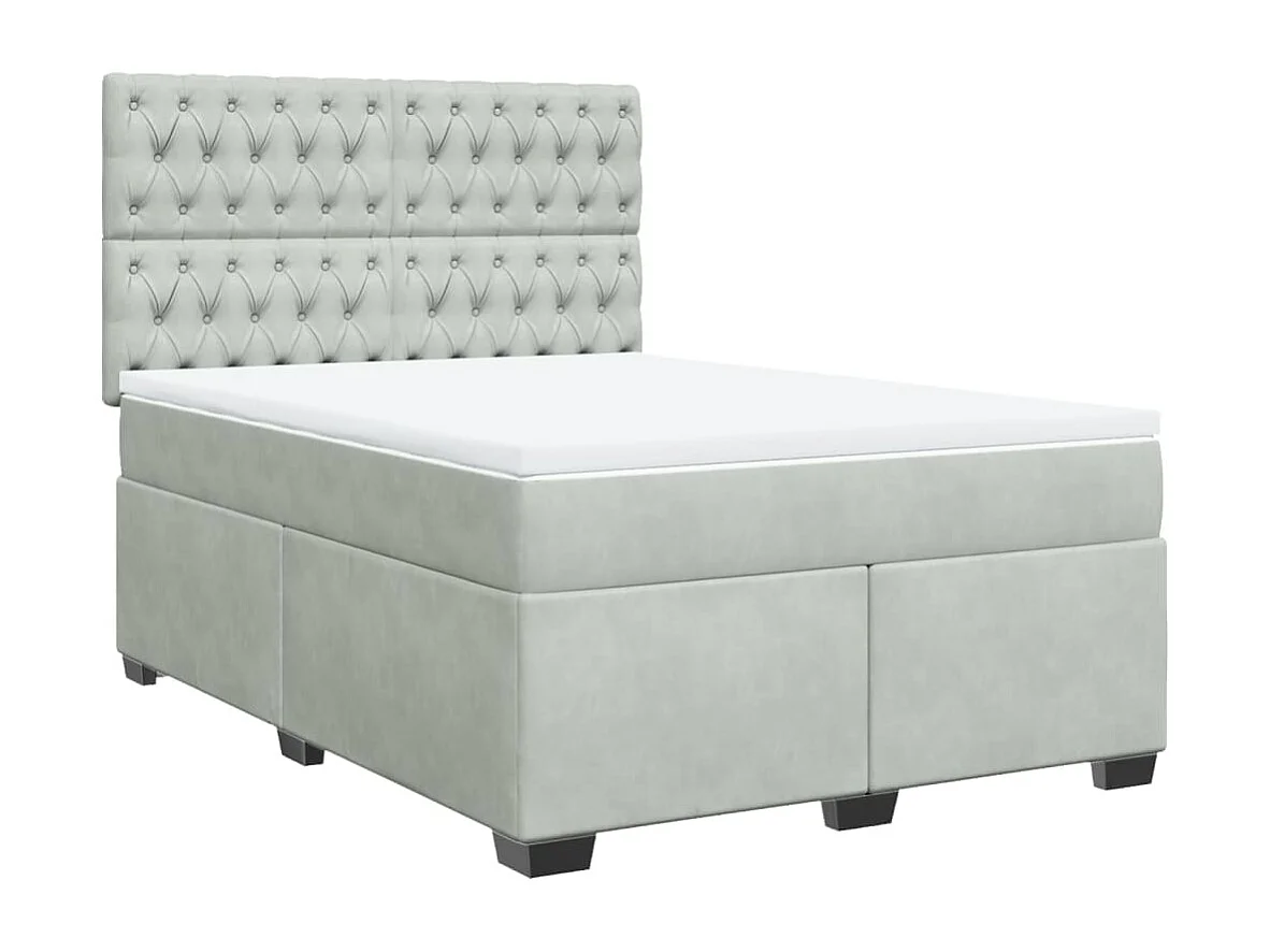 Boxspringbett mit Matratze Hellgrau 160x200 cm Samt