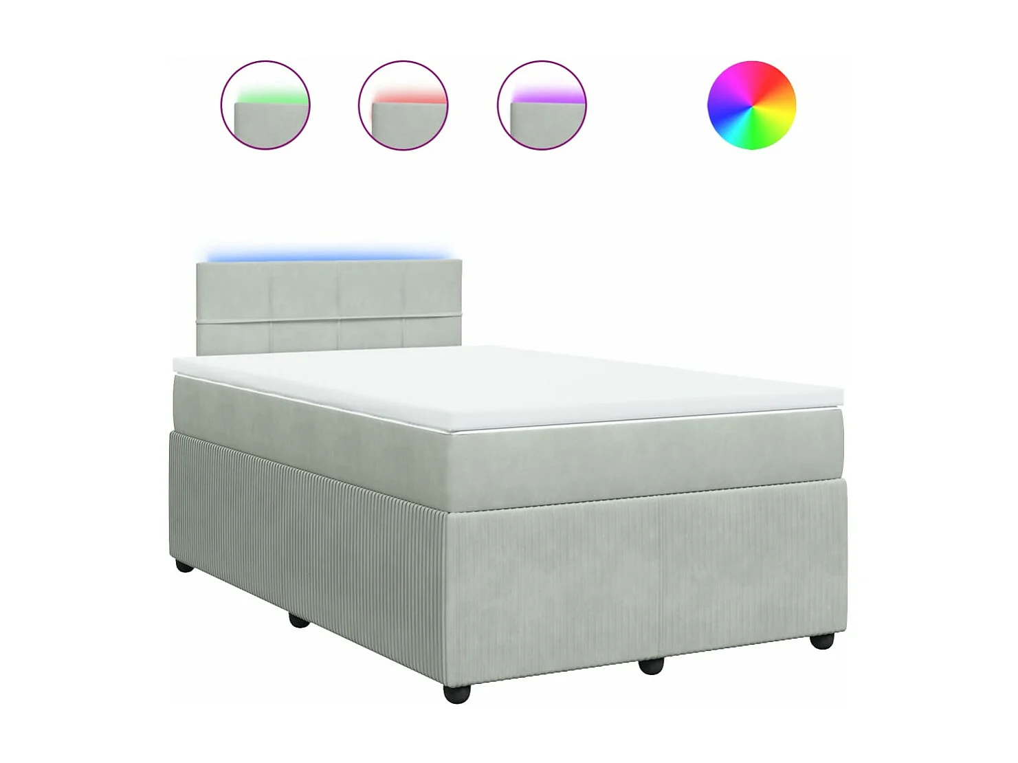 Cama boxspring com colchão 120x190 cm veludo cinzento-claro