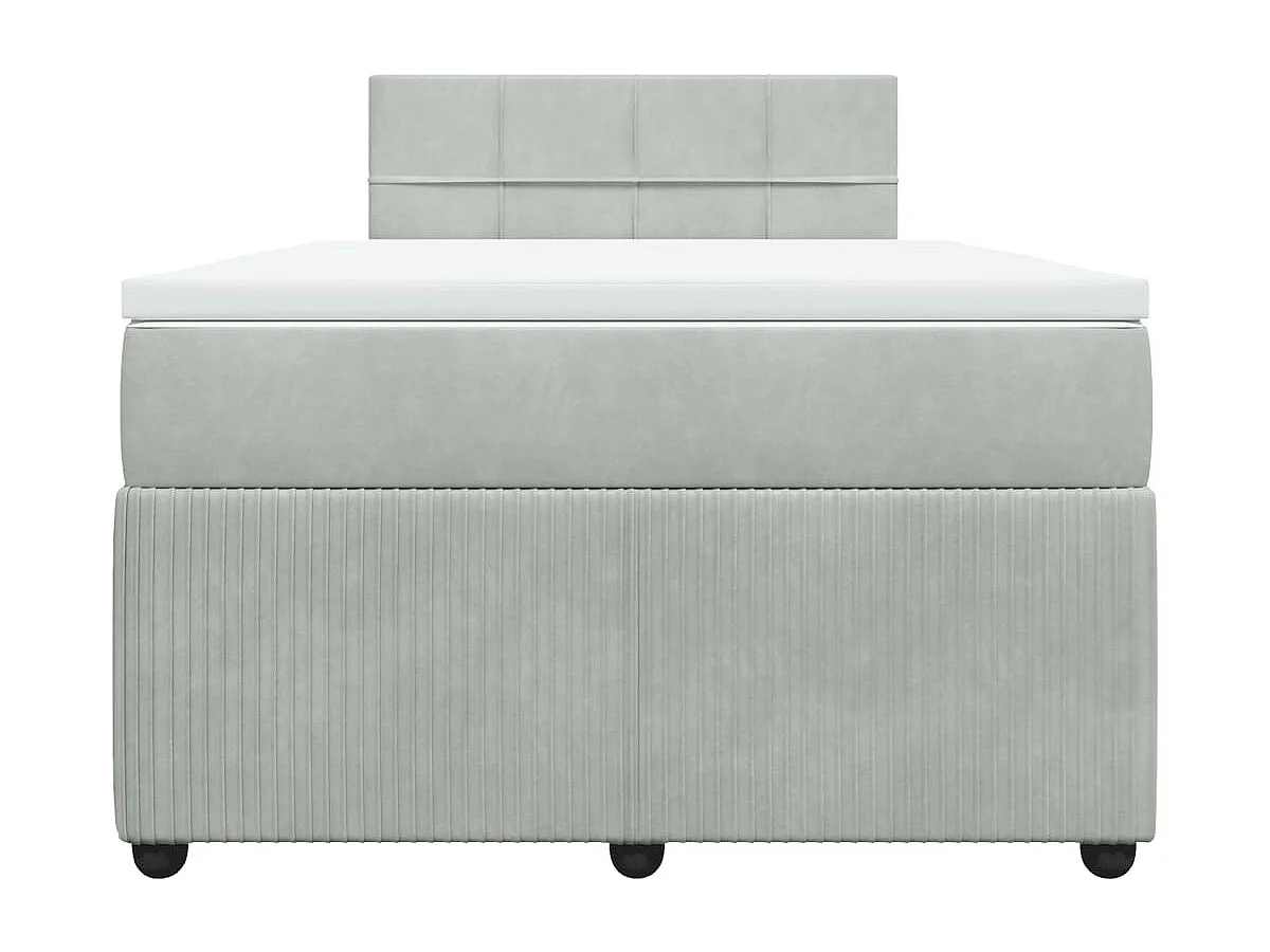 Cama boxspring com colchão 120x190 cm veludo cinzento-claro