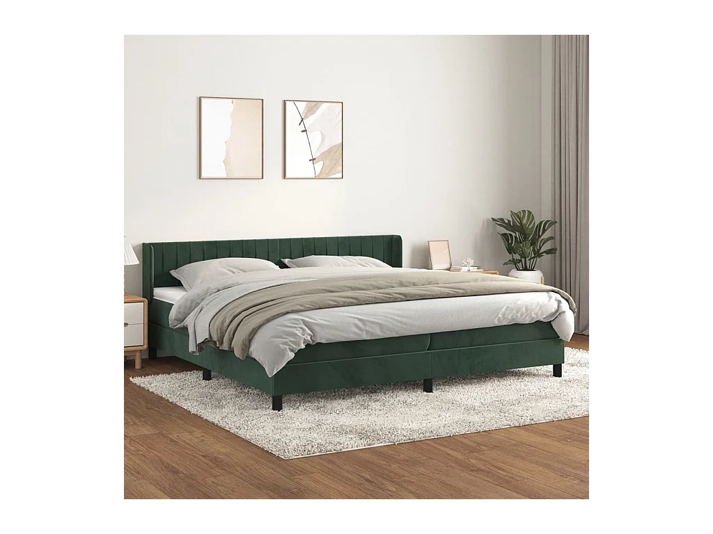 Sommier à lattes de lit et matelas Vert foncé 200x200cm Velours