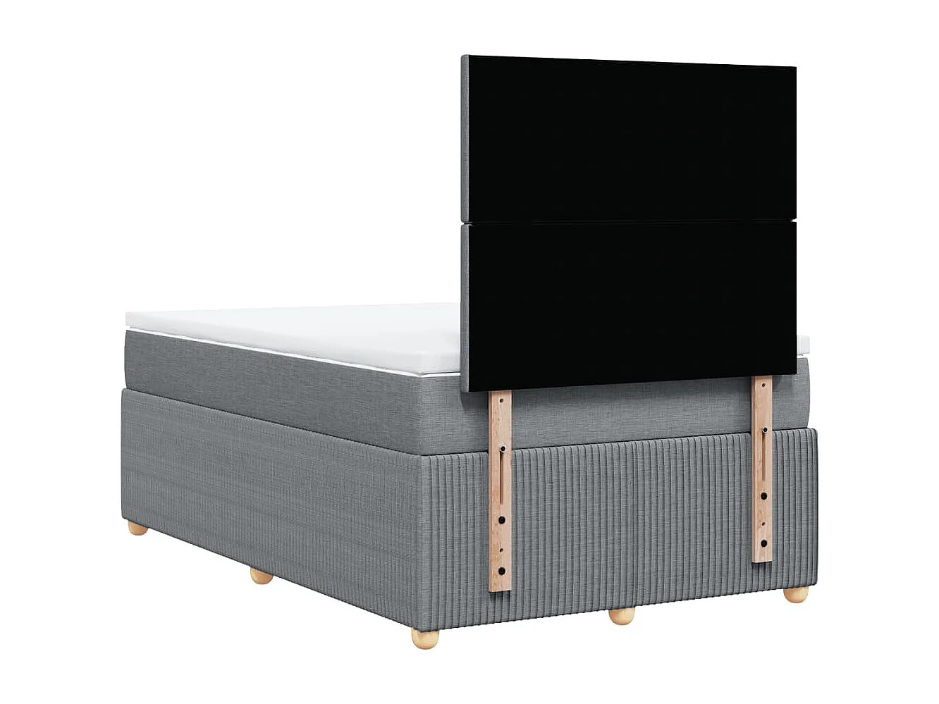 Cama box spring con colchón tela gris claro 120x190 cm