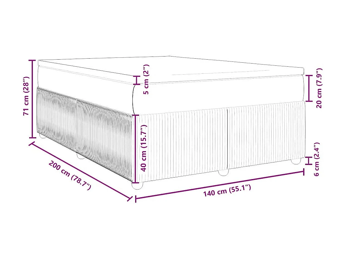 Boxspring met matras fluweel donkergrijs 140x200 cm