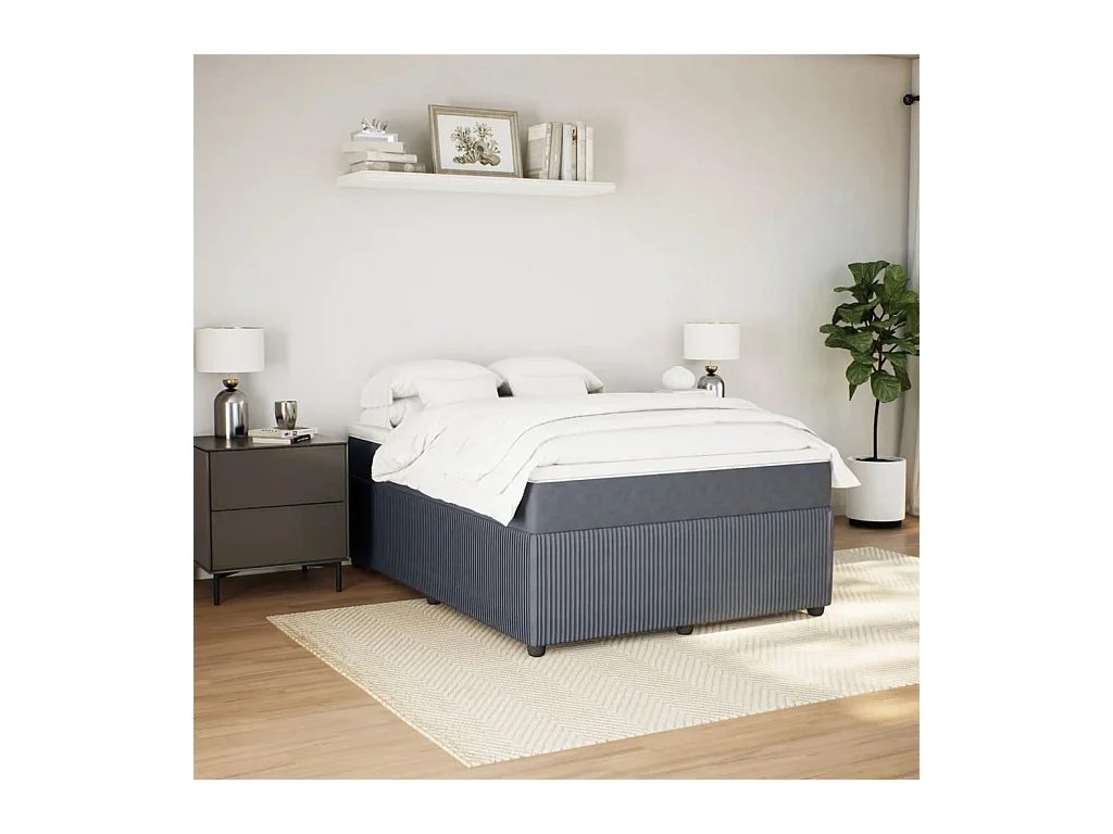 Sommier à lattes de lit et matelas Gris foncé 140x200cm Velours
