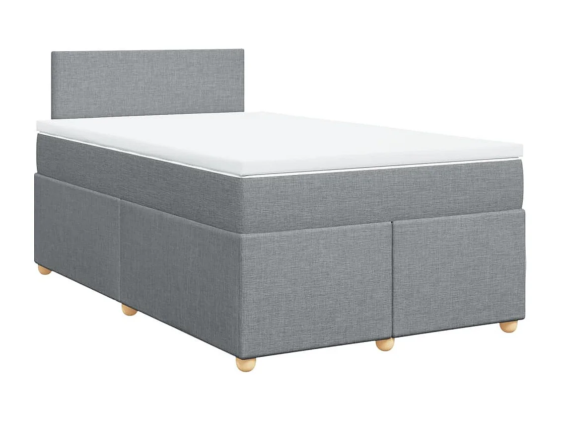 Cama box spring con colchón tela gris claro 120x190 cm
