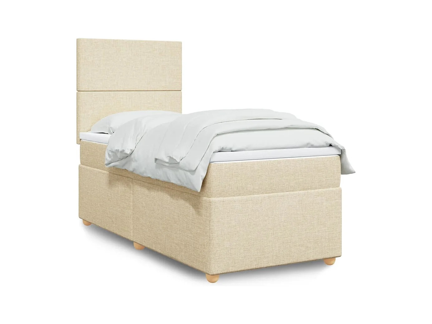 Giroletto a Molle con Materasso Crema 90x190 cm in Tessuto