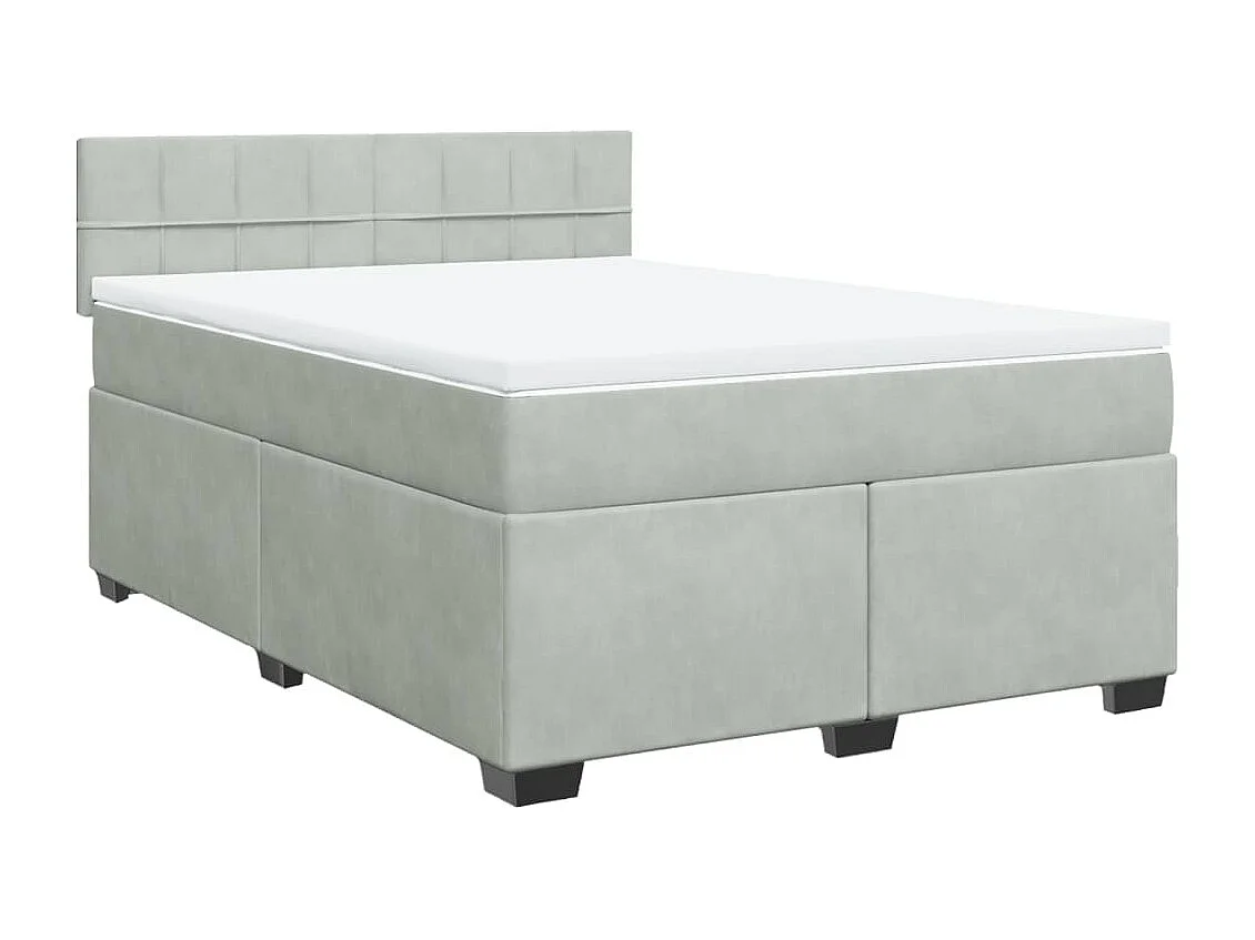 Cama box spring con colchón terciopelo gris claro 140x200 cm