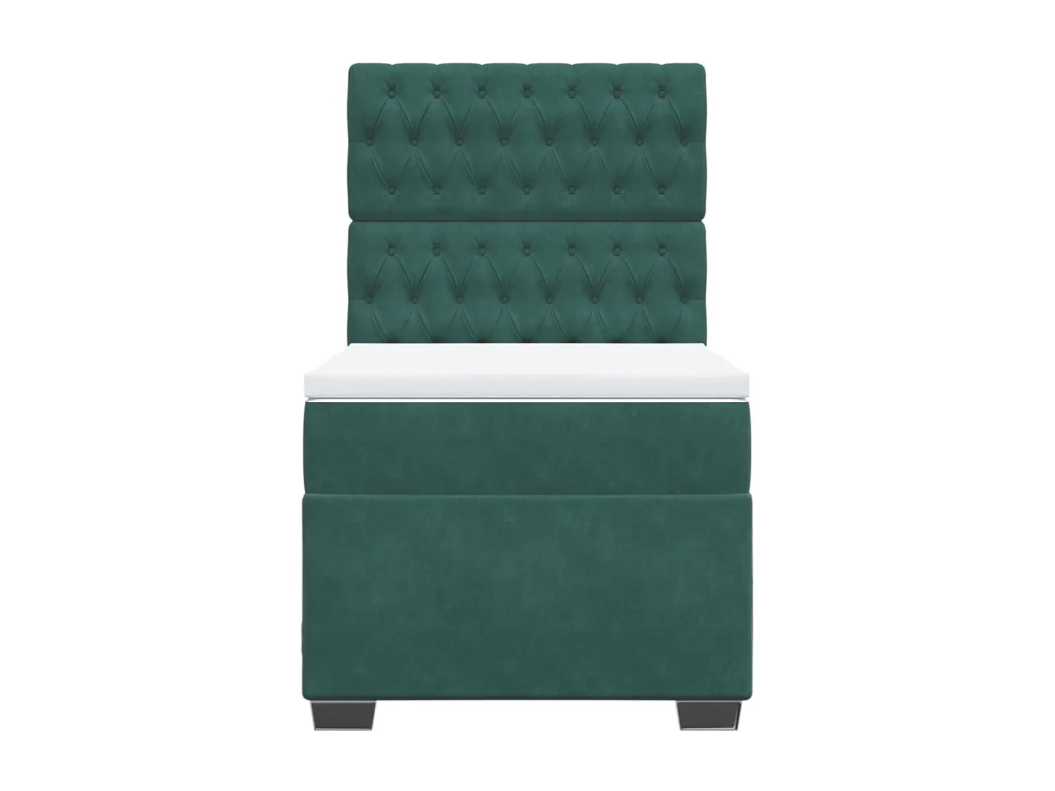 Cama box spring con colchón terciopelo verde oscuro 80x200 cm