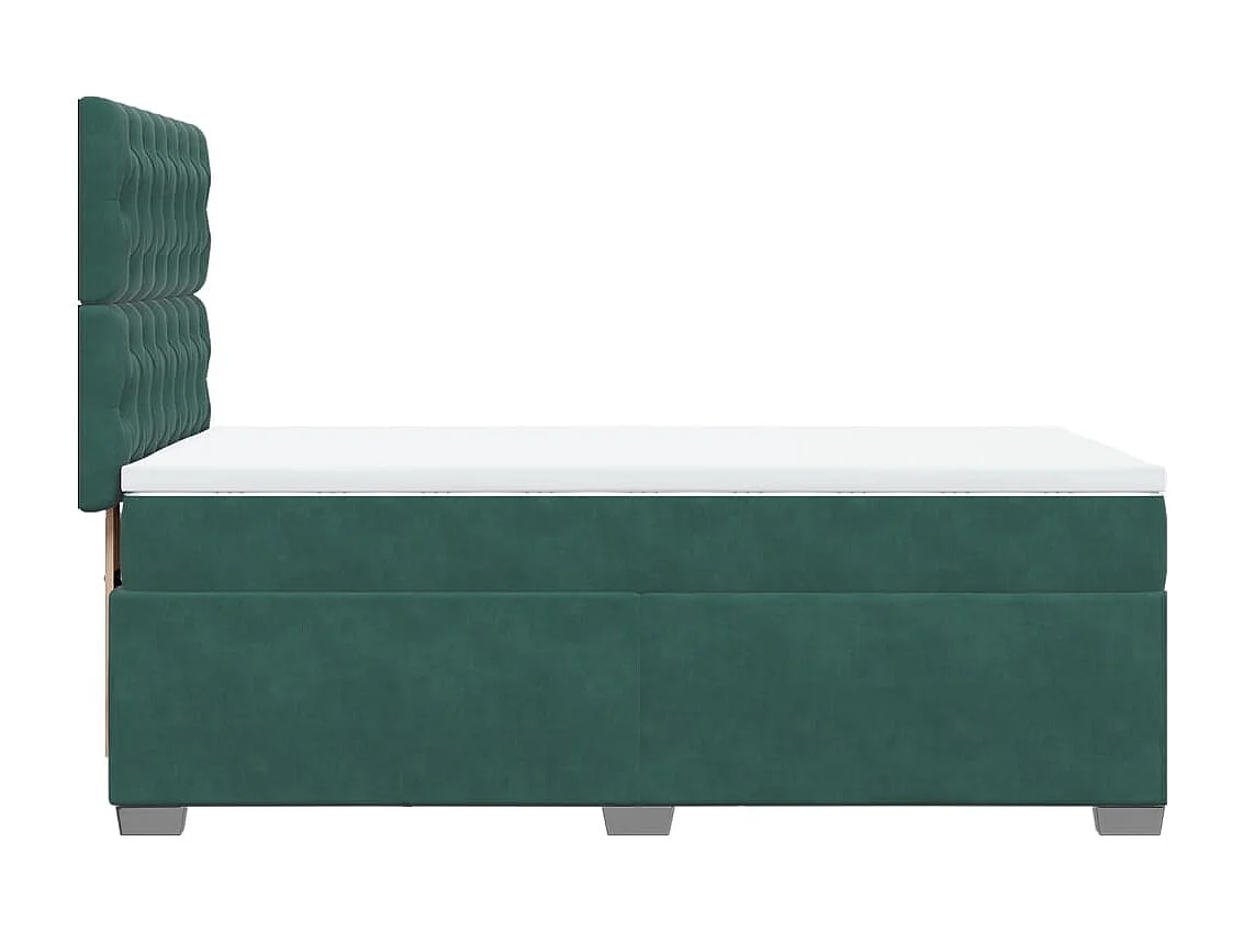 Cama box spring con colchón terciopelo verde oscuro 80x200 cm