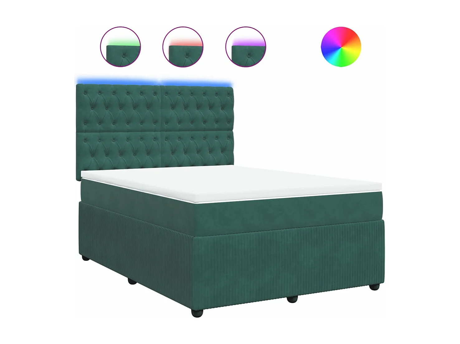 Cama box spring con colchón terciopelo verde oscuro 140x200 cm