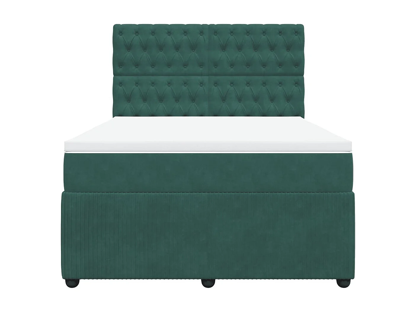 Cama box spring con colchón terciopelo verde oscuro 140x200 cm