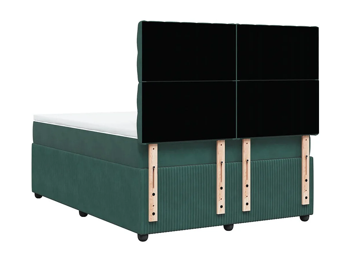Cama box spring con colchón terciopelo verde oscuro 140x200 cm