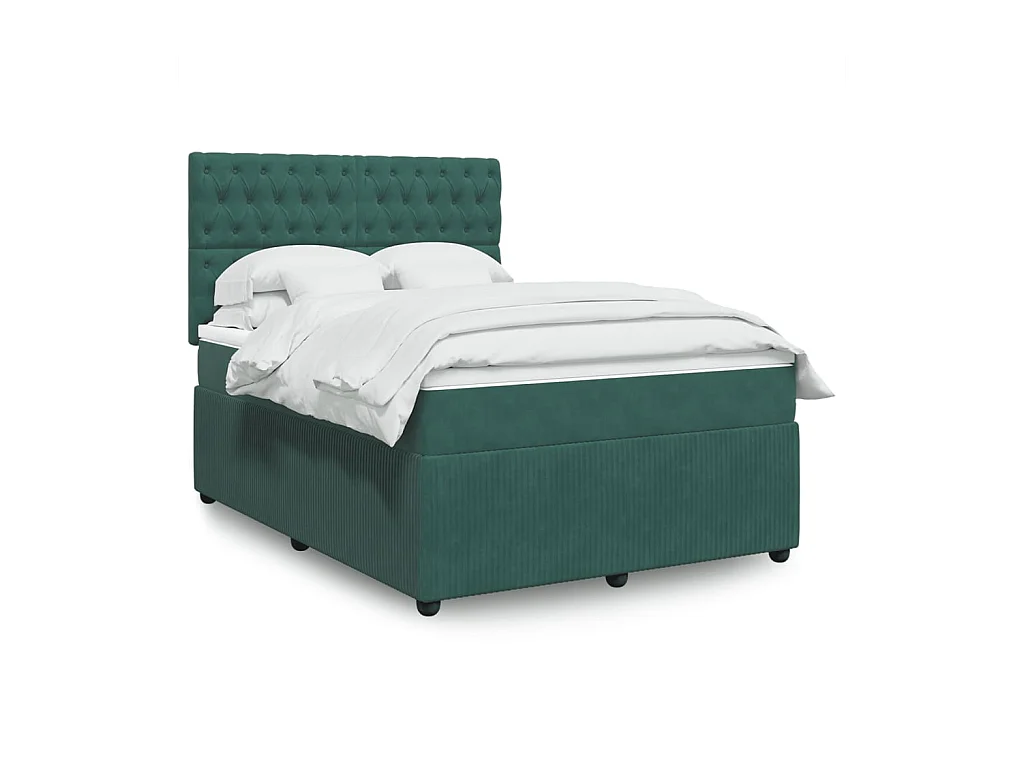 Sommier à lattes de lit et matelas Vert foncé 140x200cm Velours