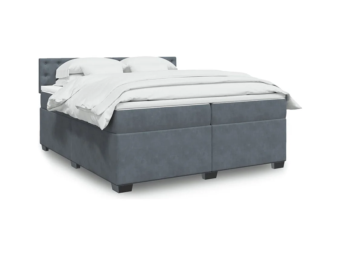 Sommier à lattes de lit et matelas Gris foncé 200x200cm Velours