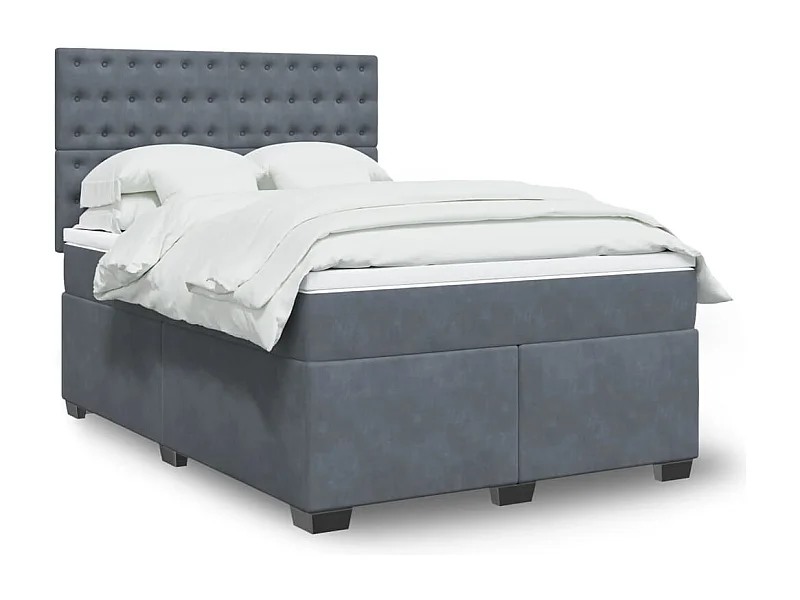 Giroletto a Molle con Materasso Grigio Scuro 140x190 cm Velluto