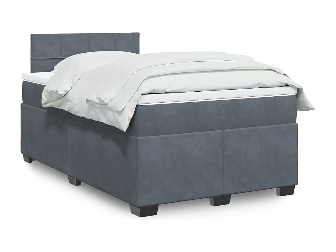 Boxspring met matras fluweel donkergrijs 120x190 cm