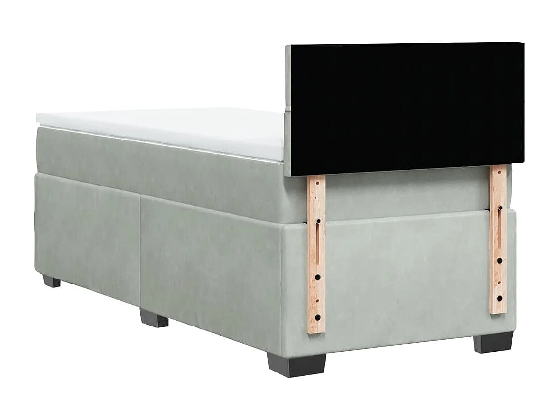 Cama com molas/colchão 80x200 cm veludo cinza-claro