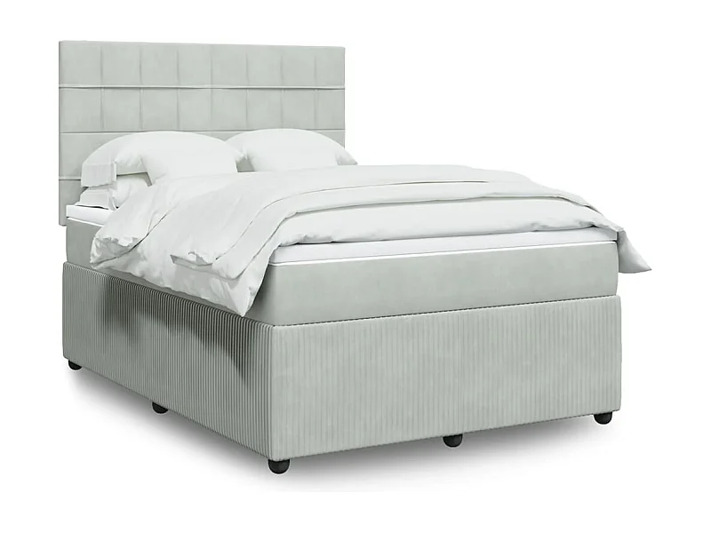 Boxspring met matras fluweel lichtgrijs 140x200 cm
