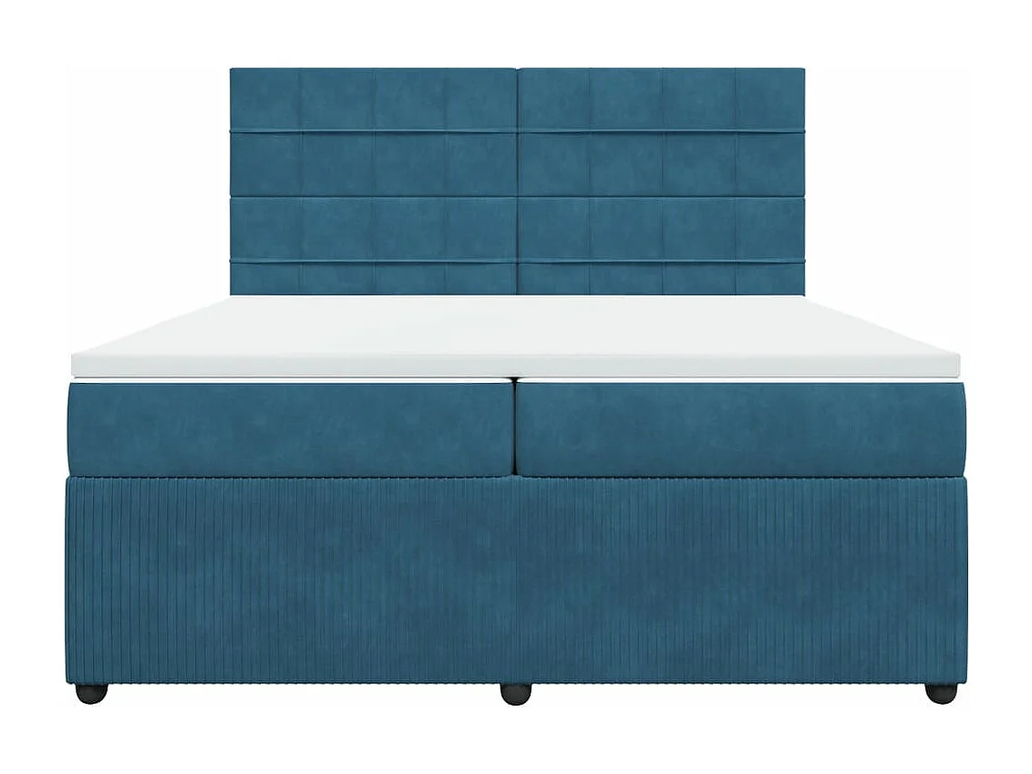 Cama com molas/colchão 200x200 cm veludo azul