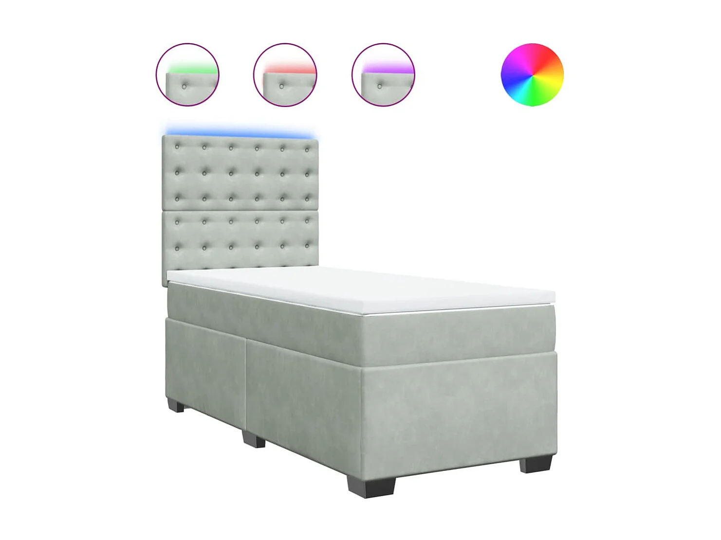 Boxspringbett mit Matratze Hellgrau 90x190 cm Samt