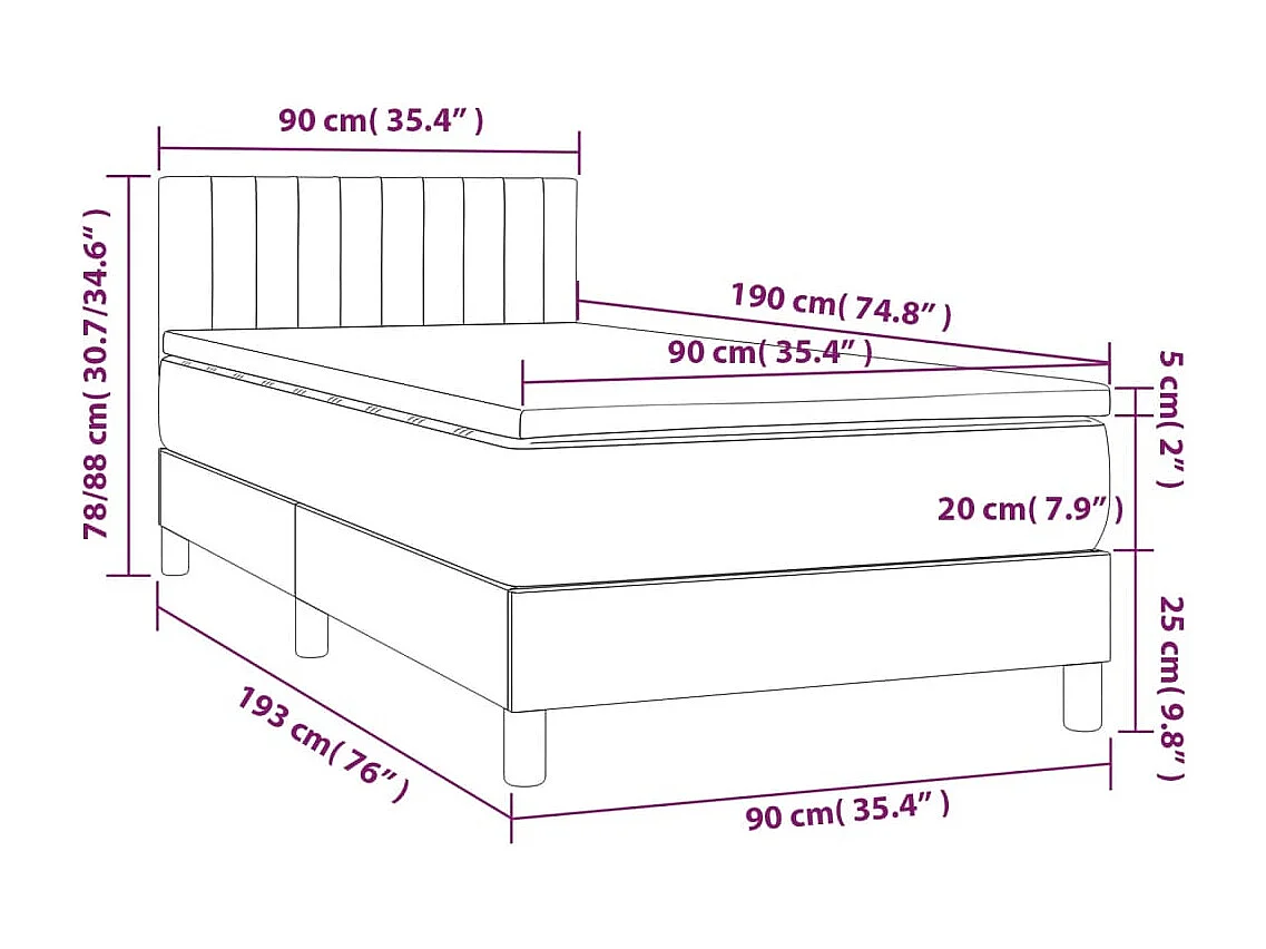 Sommier à lattes de lit et matelas Crème 90x190 cm Tissu