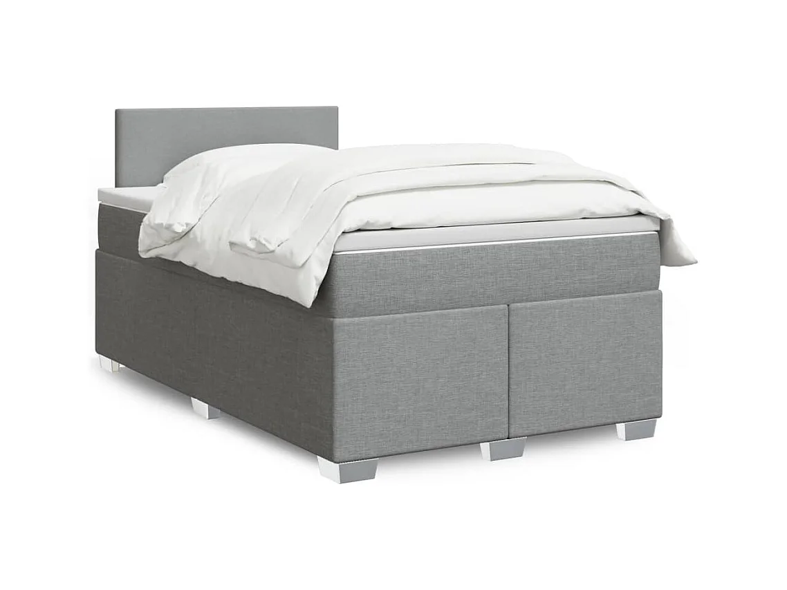 Giroletto a Molle con Materasso Grigio Chiaro 120x190cm Tessuto