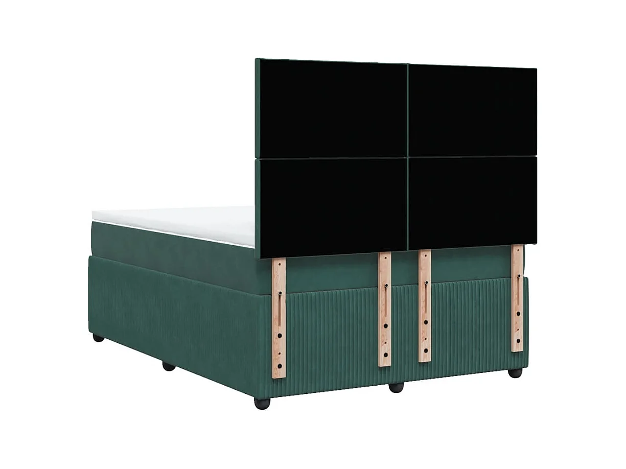 Sommier à lattes de lit et matelas Vert foncé 140x200cm Velours