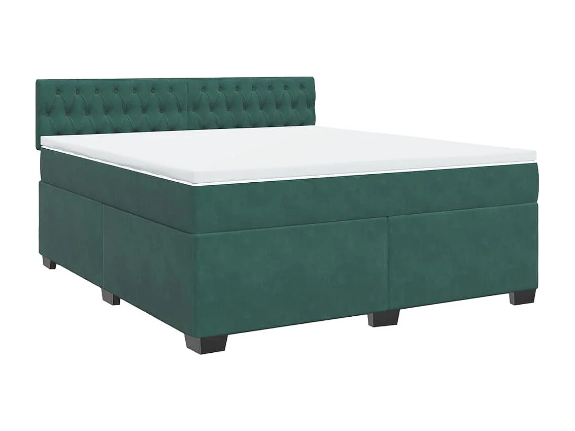 Cama box spring con colchón terciopelo verde oscuro 180x200 cm