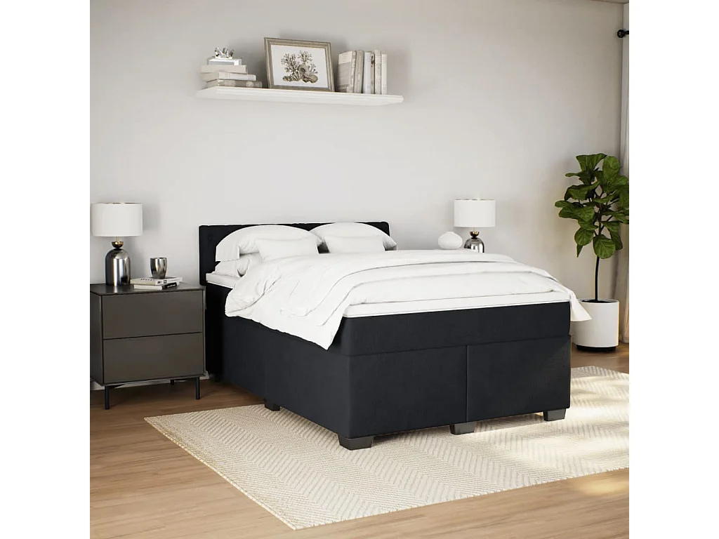 Giroletto a Molle con Materasso Nero 160x200 cm in Velluto