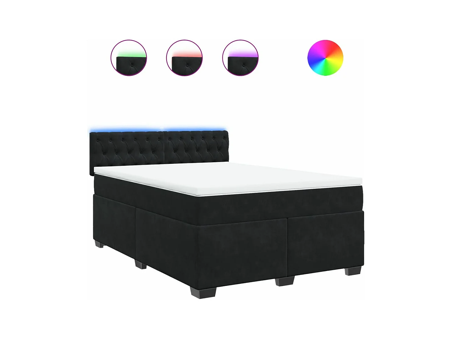 Sommier à lattes de lit et matelas Noir 160x200 cm Velours