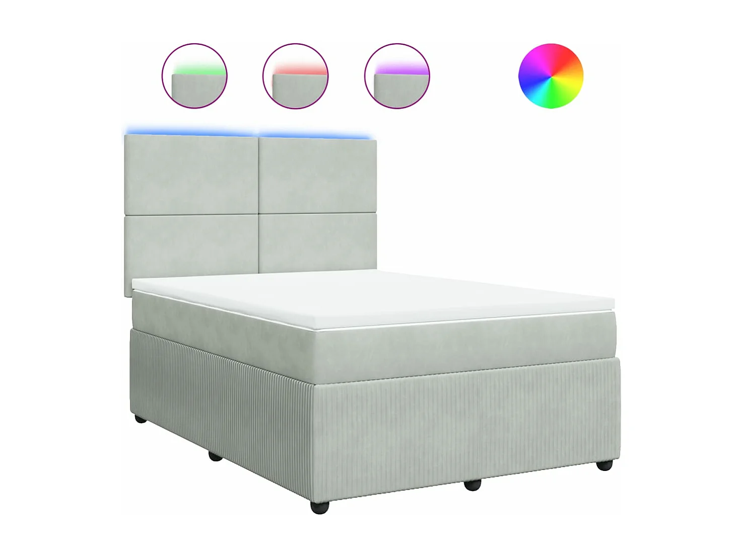 Boxspringbett mit Matratze Hellgrau 140x190 cm Samt