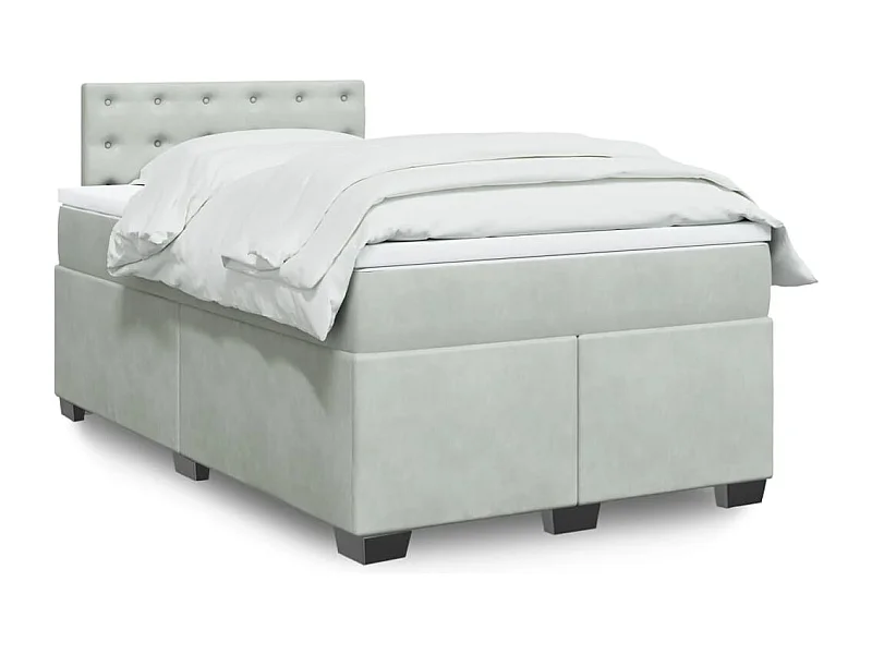 Cama box spring con colchón terciopelo gris claro 120x200 cm