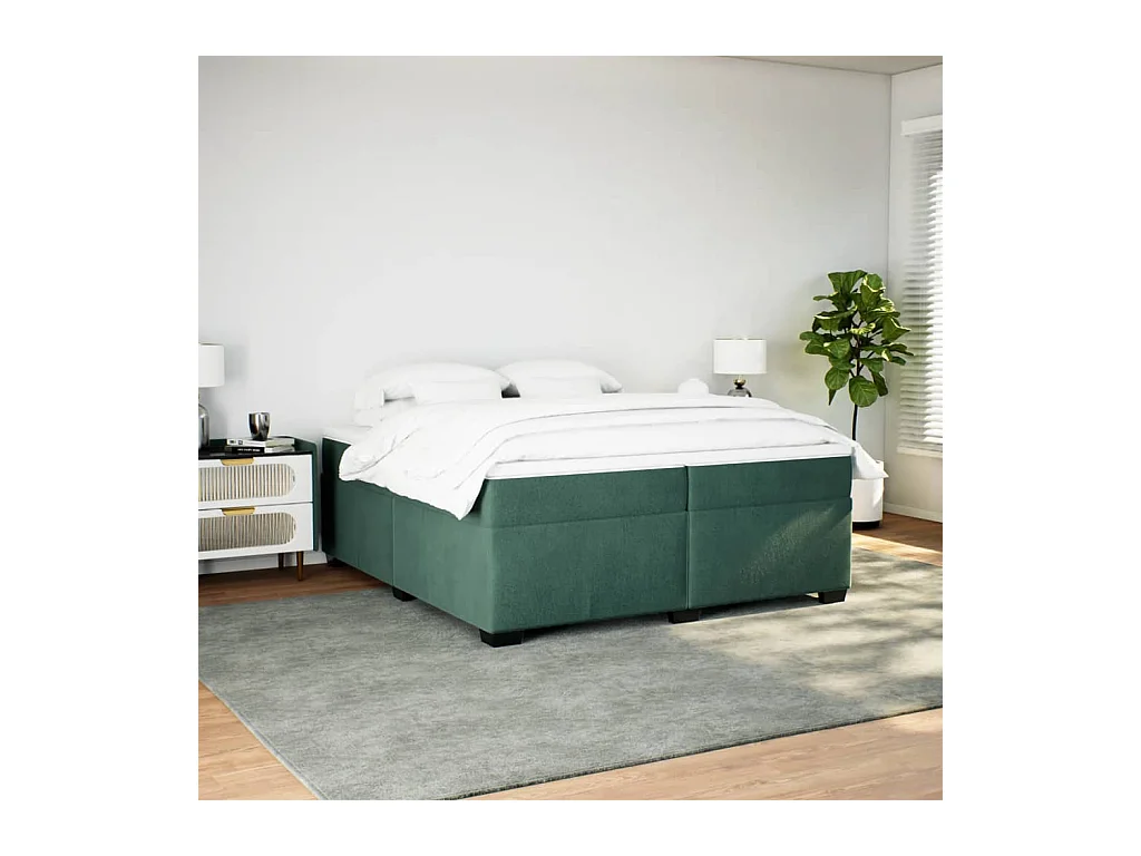 Boxspringbett mit Matratze Dunkelgrün 200x200 cm Samt