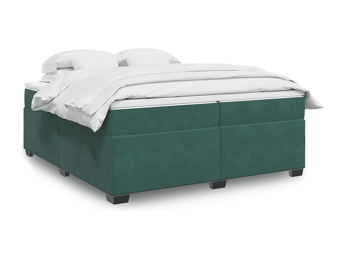 Boxspringbett mit Matratze Dunkelgrün 200x200 cm Samt
