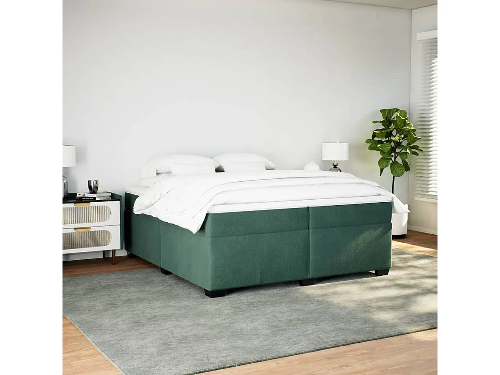 Boxspringbett mit Matratze Dunkelgrün 200x200 cm Samt